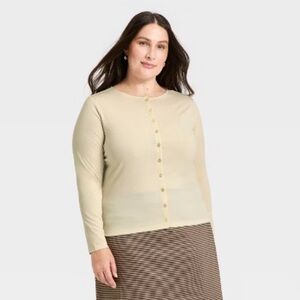 A New Day Sz 1X Cardigan Long Sleeve Knit Button Front Lightweight NWT